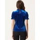 thumbnail image 3 of Camisa con cuello de volantes para mujer Blusa de terciopelo de manga corta Azul real XL, 3 of 5