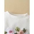 thumbnail image 4 of hirigin Infant Baby Girls Princess Dress Knitted Ribbed Waist Flower Embroidery Round Neck Long Sleeve Layered Tulle Tutu Dress, 4 of 8