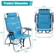 thumbnail image 6 of HONEY HOME Backpack Beach Chair, 5 Level Adjustable Positions Beach Chair with Back Storage Bag, Cooler Pouch and Side Bags for Beach Poolside Lawn (blue）, 6 of 7