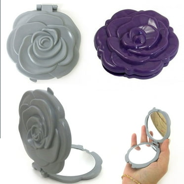 2 Pc Rose Magnifiying Makeup Pocket Small Mirror Portable Women Cosmetic Travel