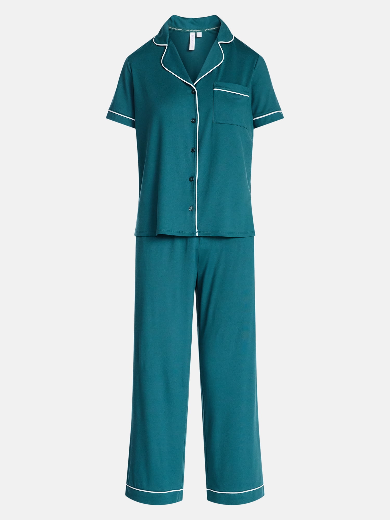 Joyspun Women's Dreamy Soft Collection Notch Collar Top and Capri Pants Pajama Set, 2-Piece, Sizes XS-3X
