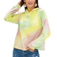 thumbnail image 3 of Sudadera con capucha y manga larga con efecto tie dye de color verde y morado, talla M, para mujer, 3 of 6