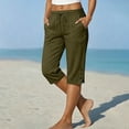 thumbnail image 5 of Zeliretfy Women Capri Pants Summer Casual Cropped Pants Drawstring Elastic High Waisted Trousers with Pockets, 5 of 8