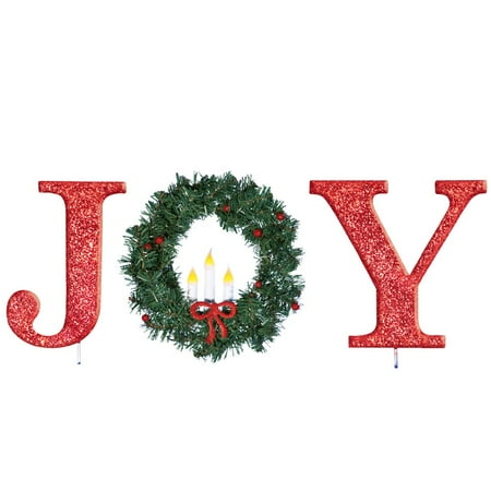 Outdoor Christmas  Decorations  Holiday  Joy  with Wreath 