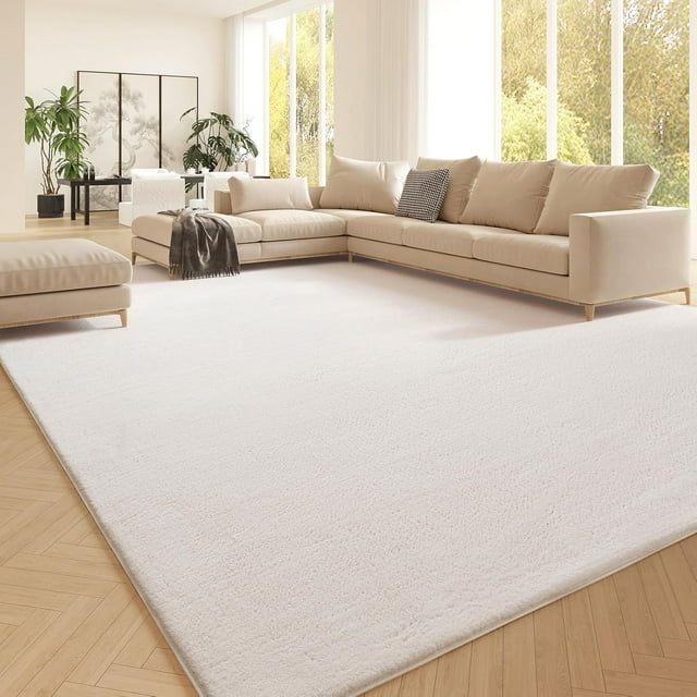 White Fur Rug Area Rug 5x7 Washable Shag Rug Fluffy Faux Rabbit Rug for Living Room Bedroom Playroom Nursery Rug Plush Throw Rug Luxury Home Decor
