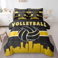 thumbnail image 1 of YST Sports-Themed 7-Piece Comforter Set, Twin, Black Yellow, Volleyball, 1 of 4