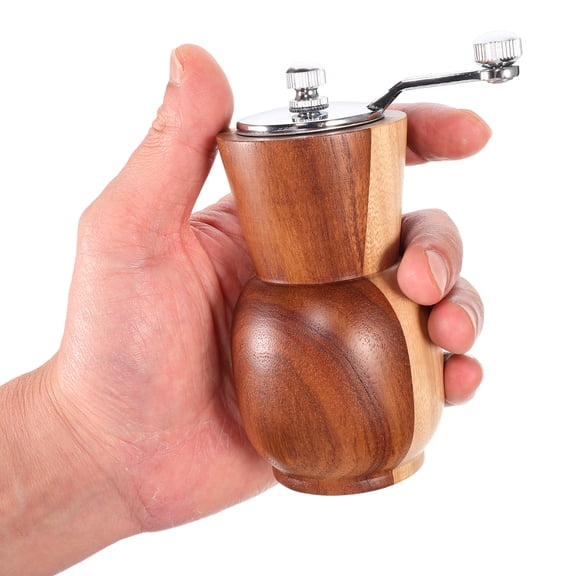 BESTYASH Manual Pepper Grinder with Crank Handle Brown Wood and Stainless Steel for Home Use