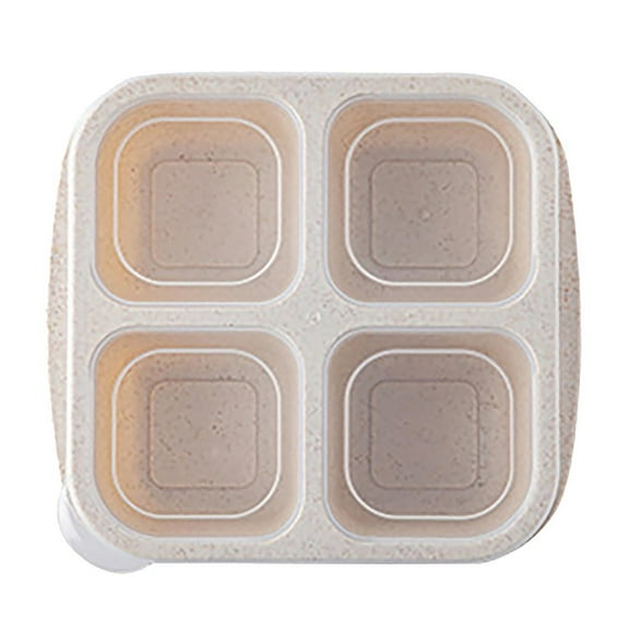 Wheat-Fiber Compartment Snack Box with Easy-Open Lid, 4-Grid Bento for mans Adults, Leak-Proof Eco Lunch Container for office Office Travel, Microwave & Dishwasher Safe, 1 Fruit Compartment Lunch Box