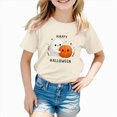 thumbnail image 4 of KPOPLK Kids Halloween T-Shirts Girls Pumpkin Tops Short Sleeve Shirt Trendy Casual Tee Comfortable Basic Lovely Shirt,Size 5-6 Years, 4 of 6