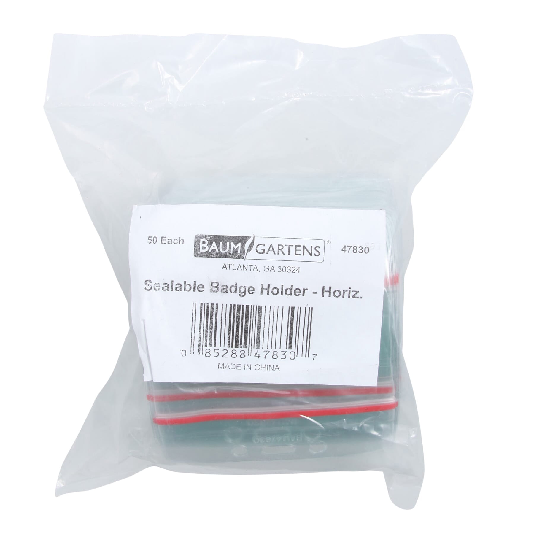 SICURIX Zip Closure Sealable ID Badge Holders, Horizontal, Clear, Pack of 50