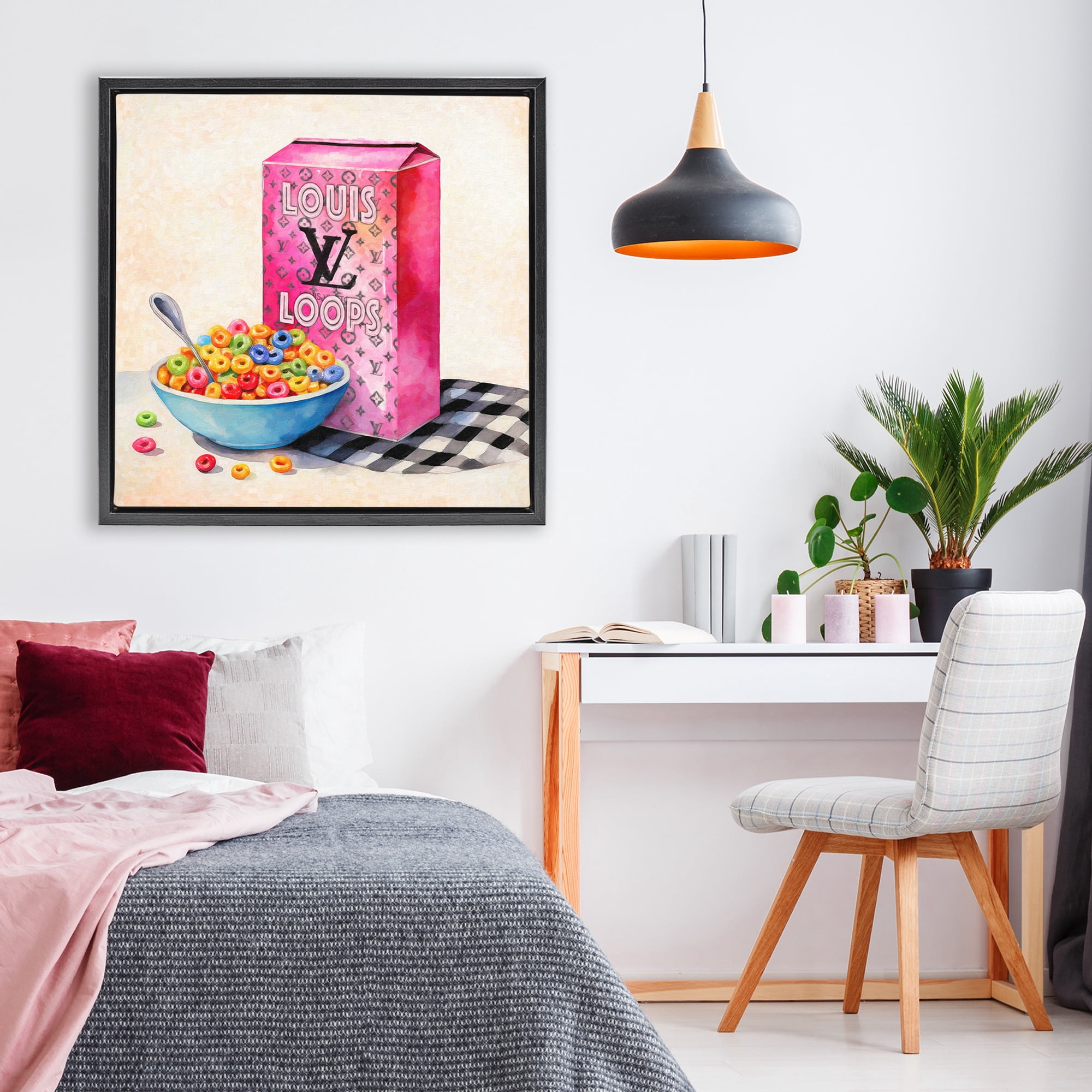Stupell Industries Fashion Loops Cereal Black Framed Floater Canvas Wall Art, design by Grotto Studios
