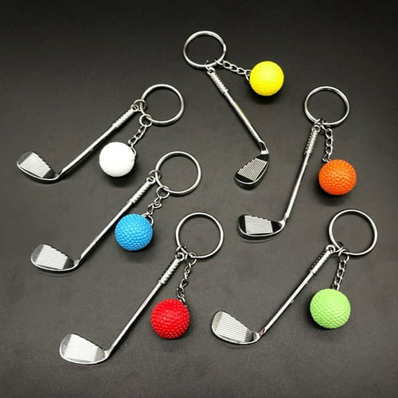 SPRING PARK Multicolor Golf Ball Keychain Mini Golf Racket Ball Keyring Sport Keychain for Hang Bag Keys Decoration