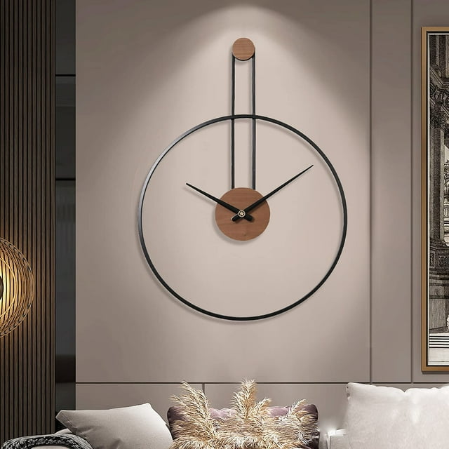 Reloj de pared YISITEONE, tamaño mediano, decorativo, metal y nogal, 24,4 x 17,7 cm
