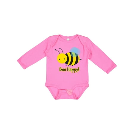 

Inktastic Bee Happy! Gift Baby Boy or Baby Girl Long Sleeve Bodysuit