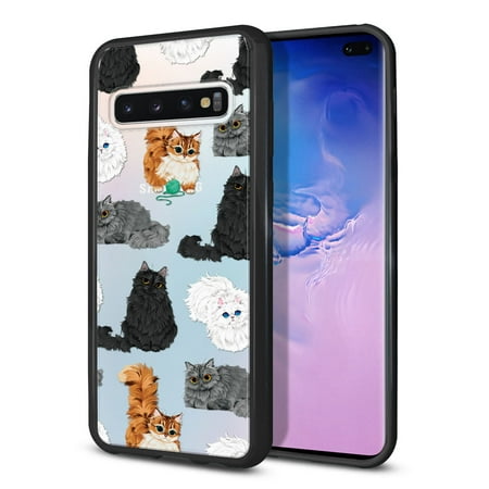 FINCIBO Slim TPU Bumper + Clear Hard Back Cover for Samsung Galaxy S10+/S10 Plus, Fluffy Haired