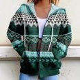 thumbnail image 5 of Women's Zip Up Hooded Jacket V Neck Fashion Printed Casual Hooded Zip Up Jacket with Pockets Loose Casual Fall Fashion Sweatshirt Outerwear, 5 of 8
