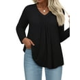 thumbnail image 4 of WellSize Womens Plus Size Tops Casual Pleated V Neck Fall Blouse Tunic Long Sleeve Shirts, 4 of 8