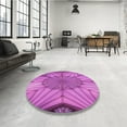 thumbnail image 3 of Ahgly Company Indoor Square Patterned Bright Neon Pink Purple Area Rugs, 7' Square, 3 of 6