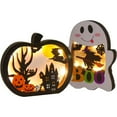 thumbnail image 1 of Halloween Wooden Lighted Pumpkin For Tabletop Light Up Pumpkin Lamp Halloween Table Decorations Ornament, 1 of 7