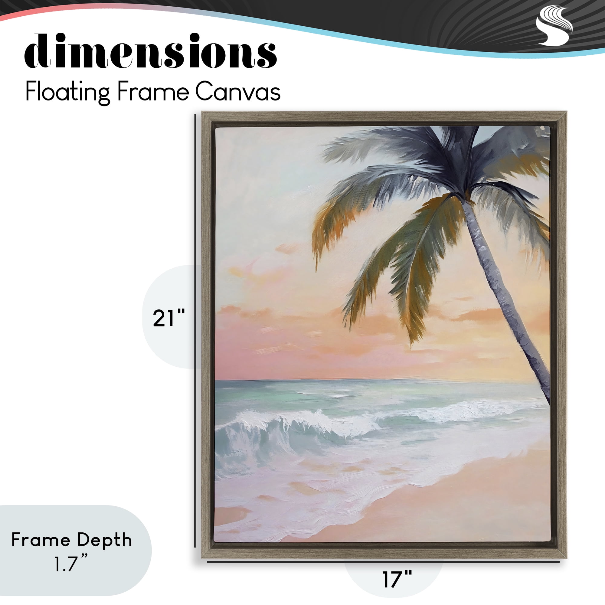 Stupell Industries Tranquil Sunset & Beach Palm Brown Framed Floater Canvas Wall Art, design by Creative Studio