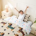 thumbnail image 3 of Homewish Cartoon Dachshund Twin Duvet Cover,Cute Dog Paw Prints Twin Bedding,Brown,Colorful Stars Reversible,2pcs,1 Duvet Cover and 1 Pillowcase, 3 of 6