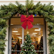 Red Velvet Christmas Tree Bow Large Decorative Bow Ornament for Xmas Wreath Gift Box Mantle Holiday Decor(Red-S)