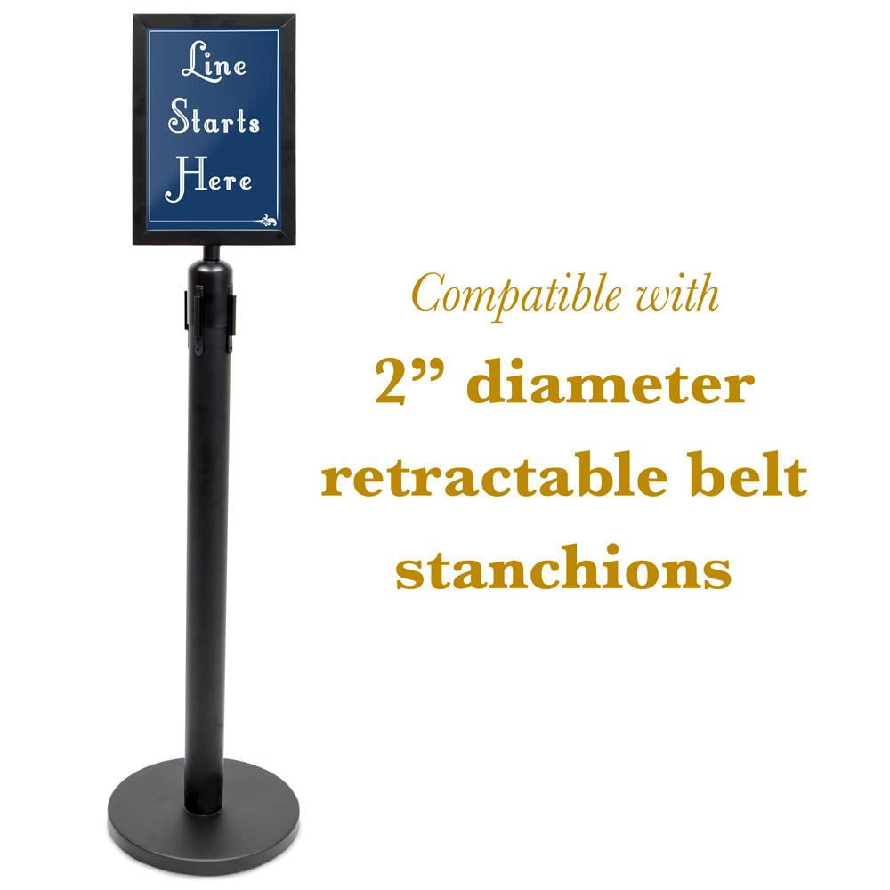 Flexzion Stanchion Sign Holder Retractable Stanchions Topper 2.36 Dia 8.5 x 11 A4 Paper Size Landscape Double Sided Display Sign Frame with Plexiglass f/Crowd Control Stanchion Queue Barrier 