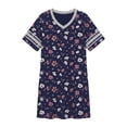 thumbnail image 2 of MINTREUS Women's Plus Size Nightgown Short Sleeve Nightshirt V Neck Sleep Shirt Loose Loungewear Casual Sleepwear 1X-5X, 2 of 9