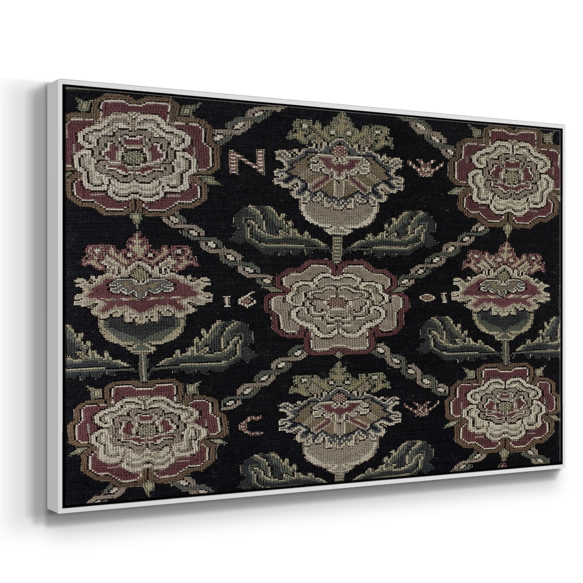 Vintage Abstract Print-XXXI Framed in White Wood Gallery Wrapped Canvas 27 in. x 41 in.