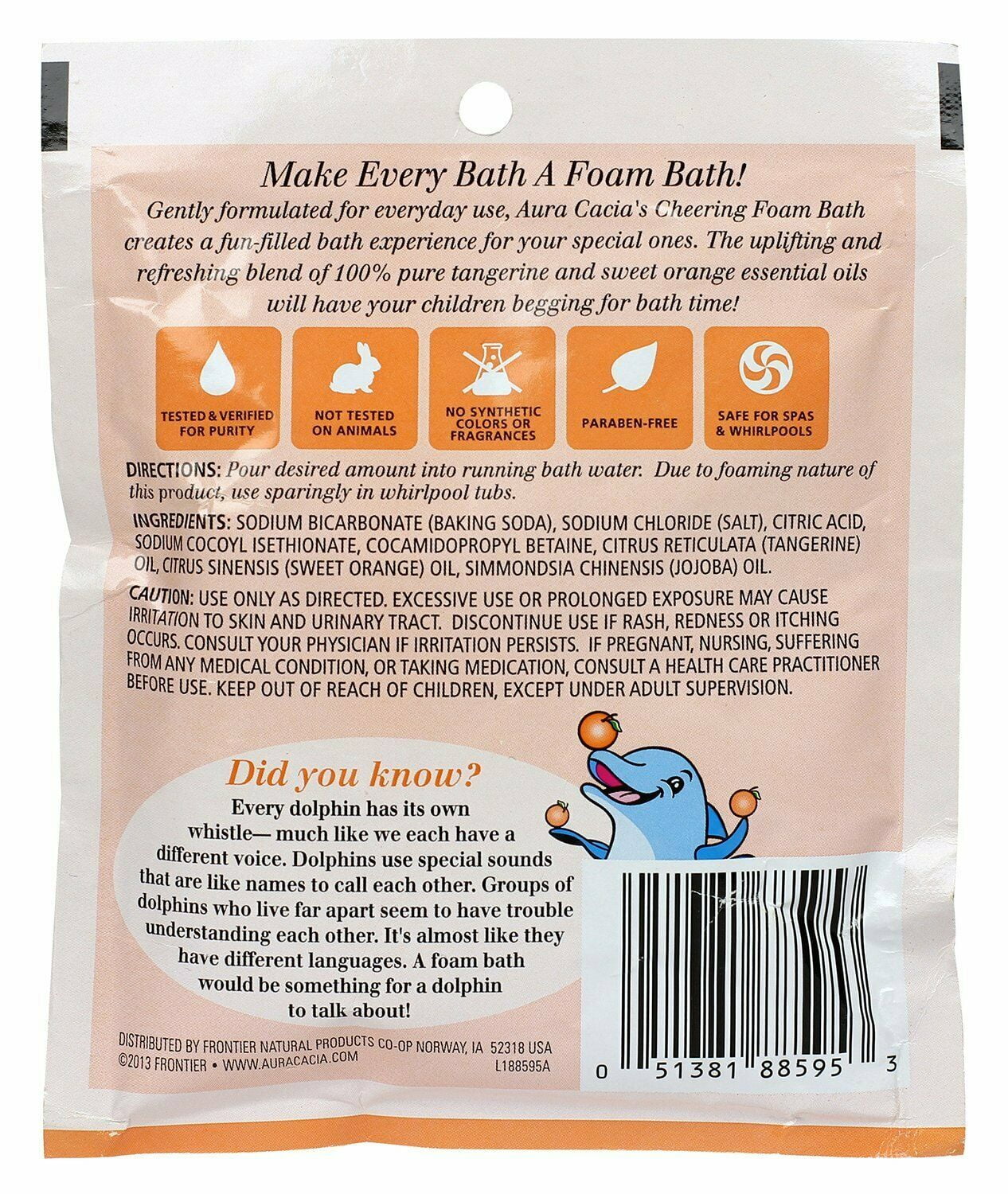 Aura Cacia Cheering Foam Bath, Tangerine & Sweet Orange, 2.5oz, 6-Pack