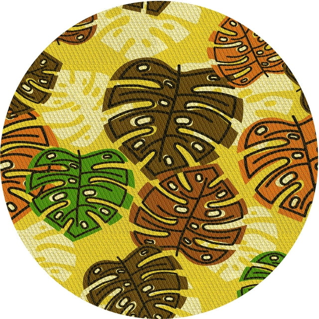 Ahgly Company Indoor Round Patterned Dark Bronze Brown Area Rugs, 7' Round