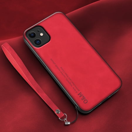 Nalacover Case for iPhone 11 Business Skin-Friendly PU Leather Soft TPU Slim Fit Magnetic Cover with Removable Wrist Hand Strap Support Car Mount Lens Protection Case Red