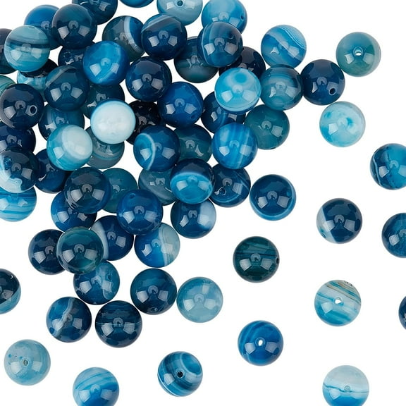 2 Strands Natural Sardonyx Striped Banded Agate Beads Round Loose Gemstone Beads Energy Stone for Bracelet Necklace Jewelry Making