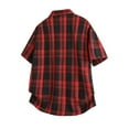 thumbnail image 3 of ZQUUVOU Men's Shirt Turn Down Plaid Casual Button Pockets Short Sleeve Blouses (Red,XL), 3 of 5
