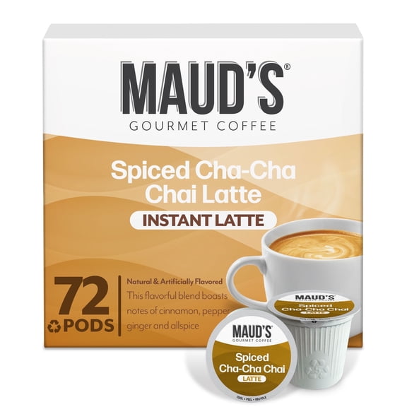 Maud's Spiced Chai Latte Pods, Spiced Cha Cha Chai Latte, Compatible w/ K-Cup Brewers, 72ct