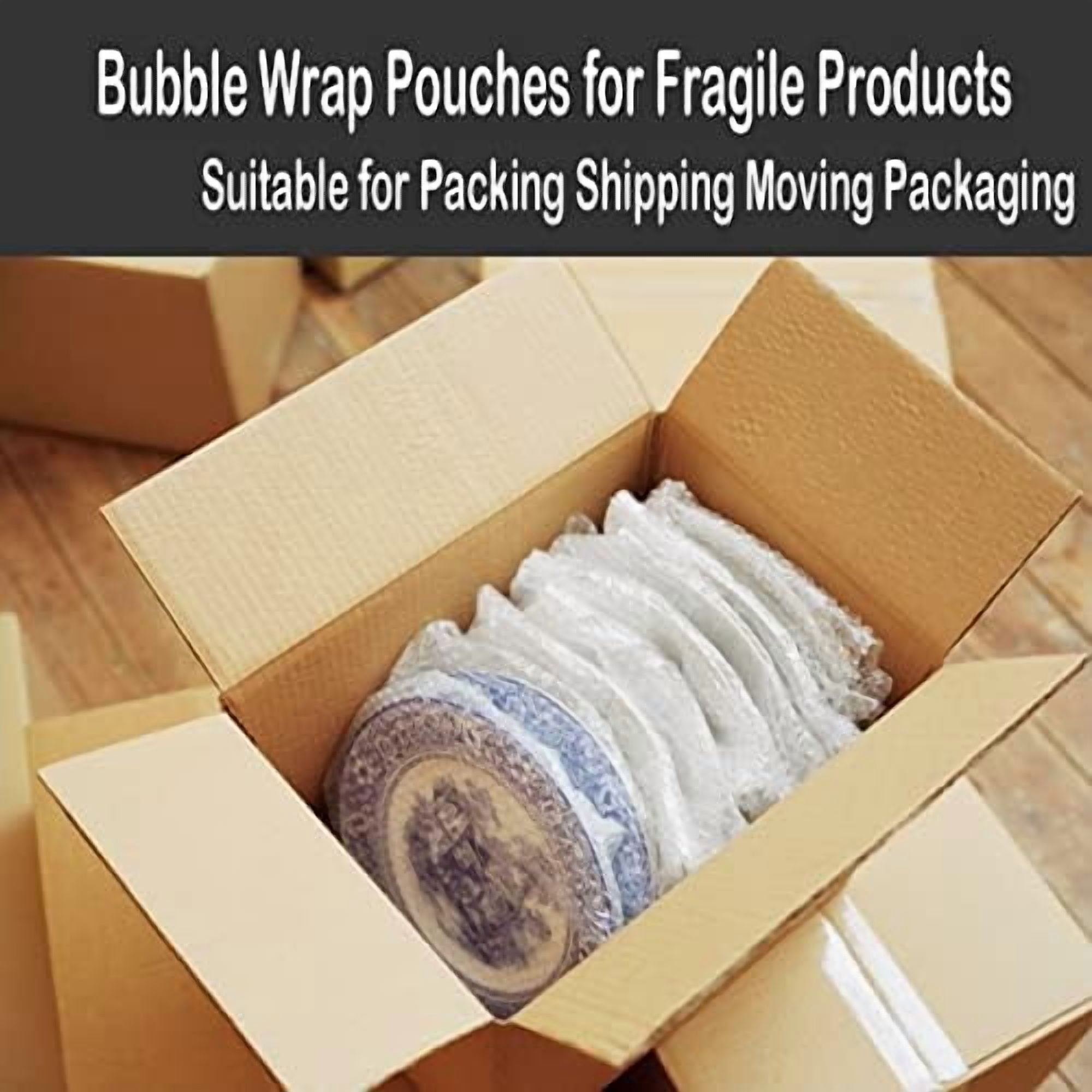 50 Pcs Bubble Pouches Wrap - 12'x12' Clear Bubble Out Bags for Packing Fragile Dishes & China Plates