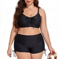 thumbnail image 5 of AHTJRT Two Piece Bikini Sets for Women Tie Front Bralettes and Beach Shorts Swimsuits with Adjustable Spaghetti Straps Tummy Control Butt Lifting Bathing Suits Black XXXL, 5 of 6