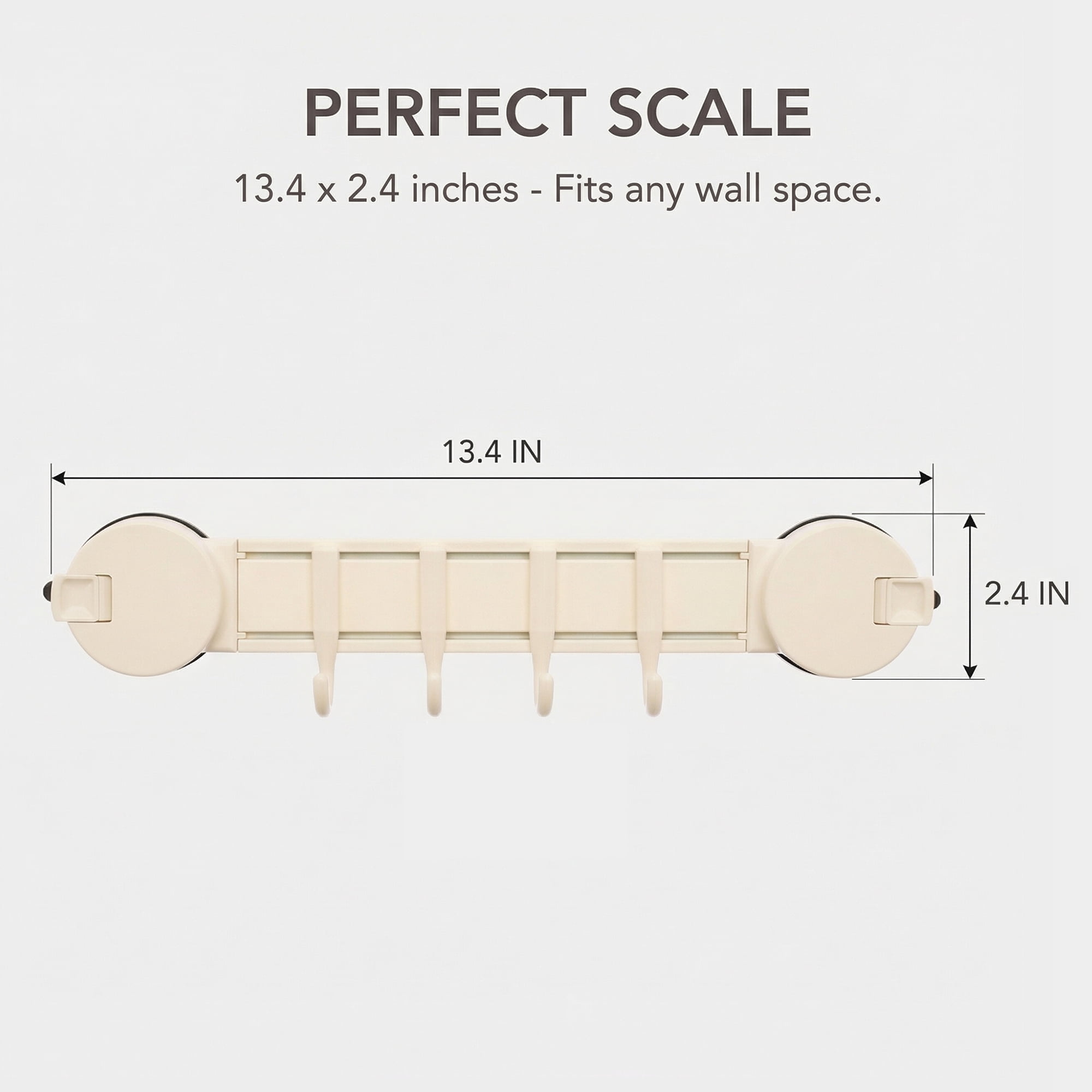 Unique Bargains Coat Rack Wall Mount Suction Cup 4 Hooks for Entryway Milk White