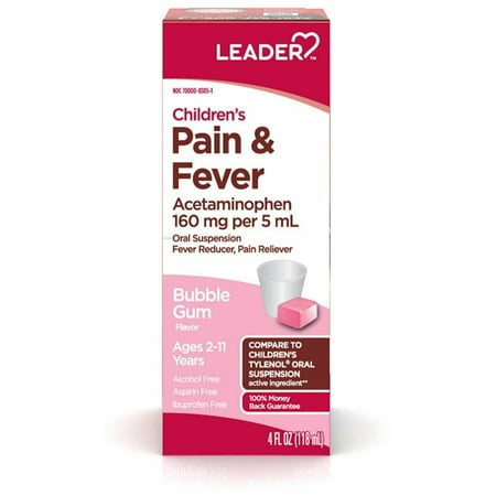Leader Children's Acetaminophen Pain & Fever Reducer Bubble Gum Flavor, 4oz
