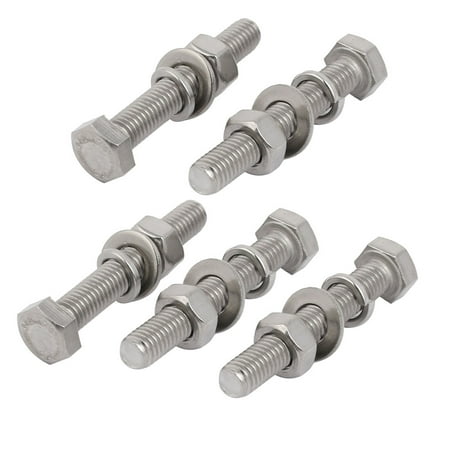 

Unique Bargains 5 Set M8x55mm 316 Stainless Steel Hex Bolts w Nuts and Washers Assortment Kit