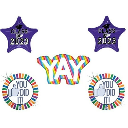YAY! Class of 2023 Purple Stars You Did It Graduation Party Balloons Decorations YAY! Class of 2023 Purple Stars You Did It Graduation Party Balloons Decorations