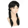 thumbnail image 2 of Onedor Girl's Long Curly Black Synthetic Wavy Hair Wednesday Cosplay Wigs (Style 2) …, 2 of 7