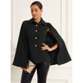thumbnail image 3 of DARING DIVA Women's Split Sleeve Button Front Cape Coat Shawl Blazer Jacket Black XS, 3 of 6