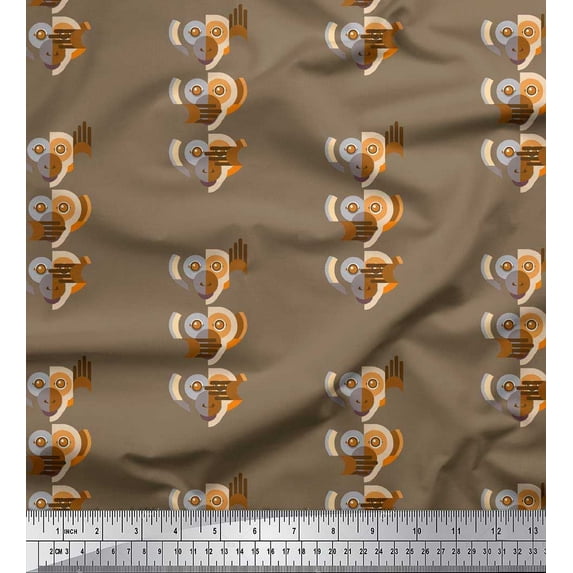 Soimoi Rayon Fabric Monkey Face Cartoon Print Fabric by The Yard 42 Inch Wide