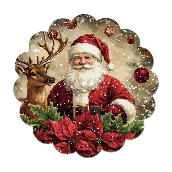 Virelaxpo Christmas Diatomite Placemat with Holiday Print, Washable and Absorbent Table Mat Non-Slip Base, Home Decor