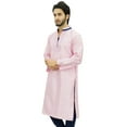 thumbnail image 4 of Atasi Men's Long Pink Kurta Dupion Indian Shirt Ethnic Tunic-XX-Large, 4 of 7
