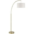 thumbnail image 6 of 360 Lighting Cora Modern Arc Floor Lamp Standing 72" Tall Brass Metal White Linen Drum Shade Decor for Living Room Reading Bedroom Office House Home, 6 of 7