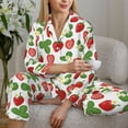 thumbnail image 6 of Yiaed Strawberry Print Pajamas Women's Long Sleeve Sleepwear Soft Button Down Loungewear Pjs Lounge Set Nightwear Womens Pajama Pants-Small, 6 of 7
