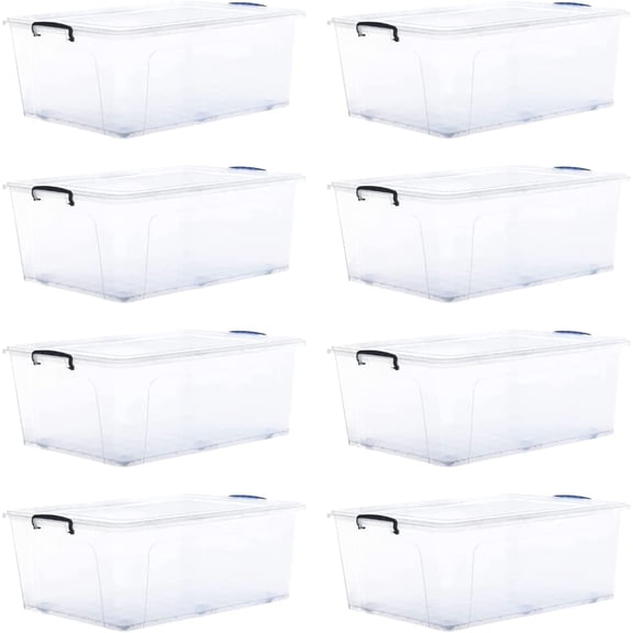 Superio Storage Containers With Wheels (6 Pack), Stackable Large Storage Containers With Lids, Durable Latches (60 Quart)