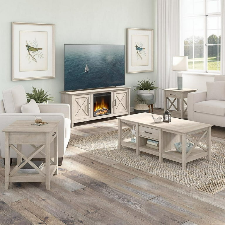 Fireplace tv stand with cheap matching end tables
